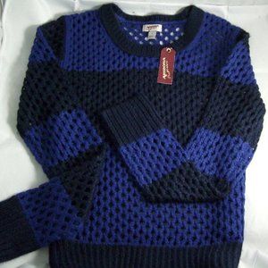 Arizona Jean Co. Mesh-Stitch Clematis/Navy Sweater